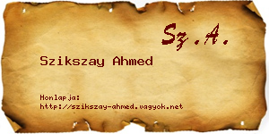 Szikszay Ahmed névjegykártya